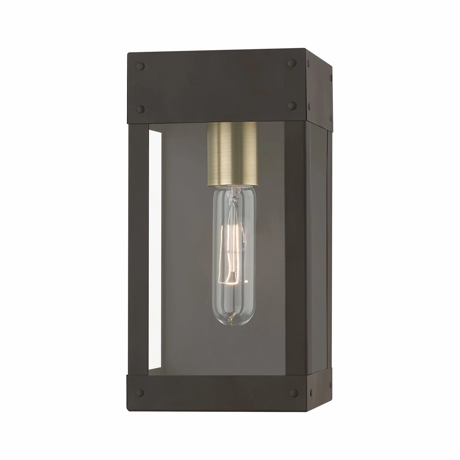 Barrett One Light Outdoor Wall Lantern Bronze w/Antique Brass Candle