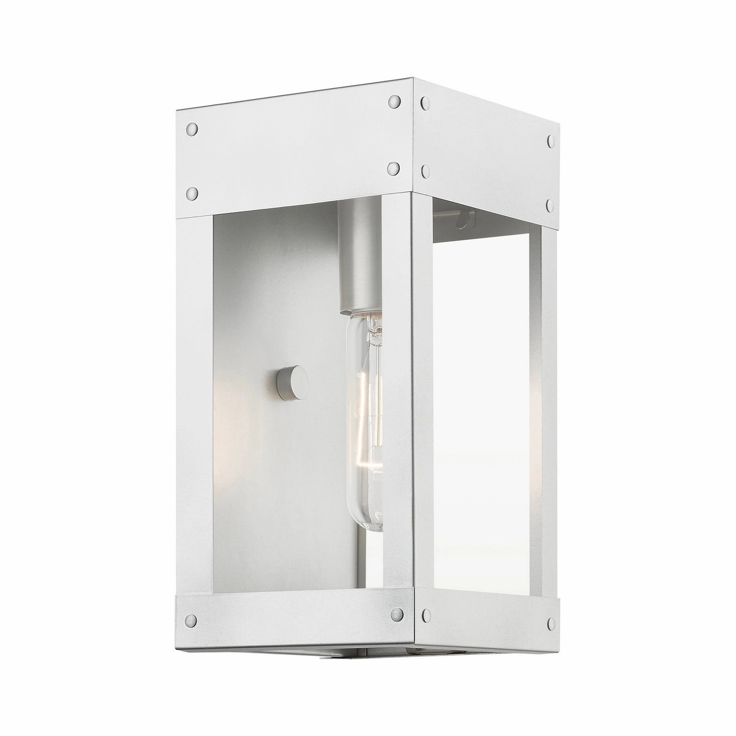 Barrett One Light Outdoor Wall Lantern Painted Satin Nickel w/Brushed Nickel Candle