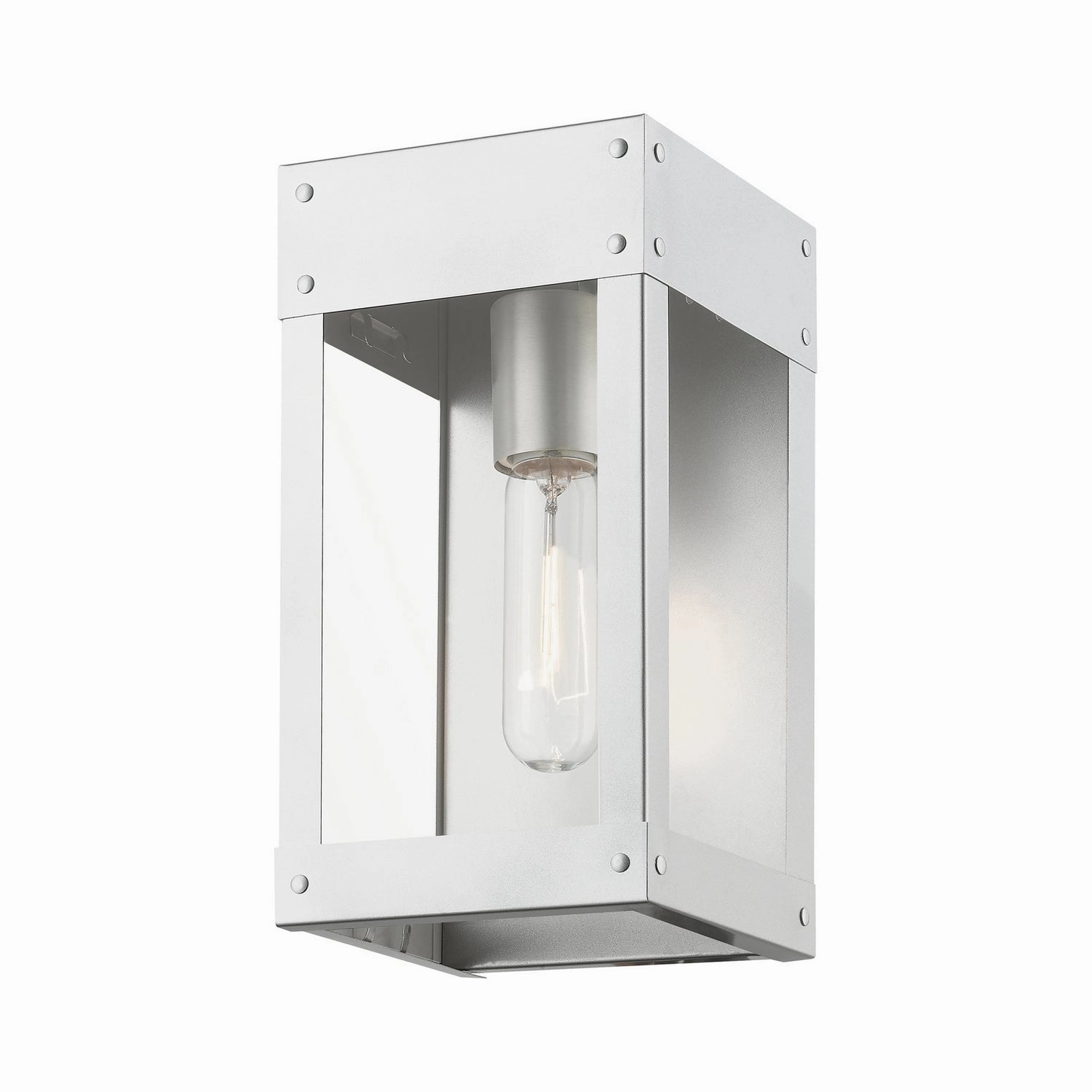 Barrett One Light Outdoor Wall Lantern Painted Satin Nickel w/Brushed Nickel Candle