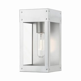 Barrett One Light Outdoor Wall Lantern Painted Satin Nickel w/Brushed Nickel CandleOutdoor wall sconces with motion sensor