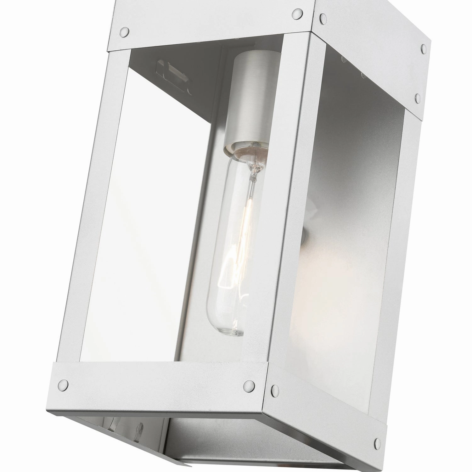 Barrett One Light Outdoor Wall Lantern Painted Satin Nickel w/Brushed Nickel Candle