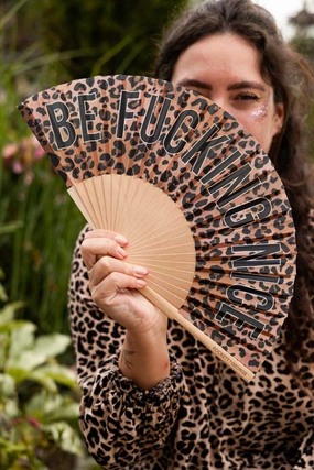 Be Fucking Nice Leopard Print Fanoutdoor garden decorative ornaments