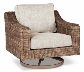 Beachcroft - Outdoor Swivel Chair - Beige, Brownoutdoor patio furniture set