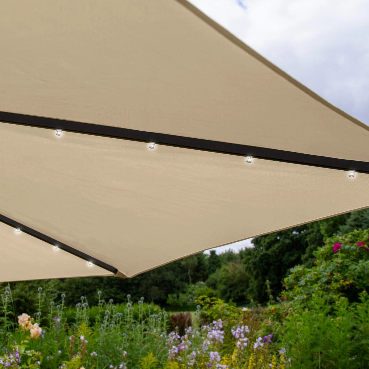 Beige 3m LED Cantilever Parasol