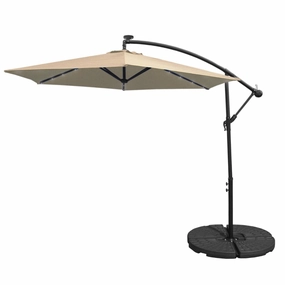 Beige 3m LED Cantilever Parasol With Fan Base extra large ceramic garden planters