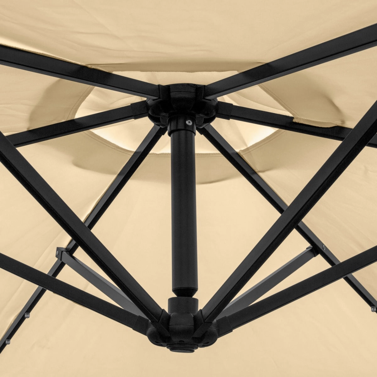 Beige 3m LED Cantilever Parasol With Fan Base
