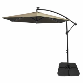 Beige 3m LED Cantilever Parasol With Plain Base extra large ceramic garden planters