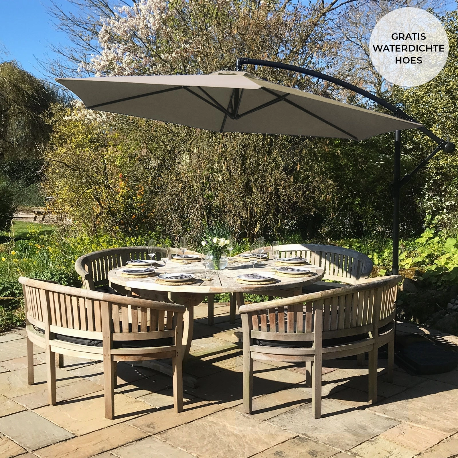 Beige Cantilever Parasol