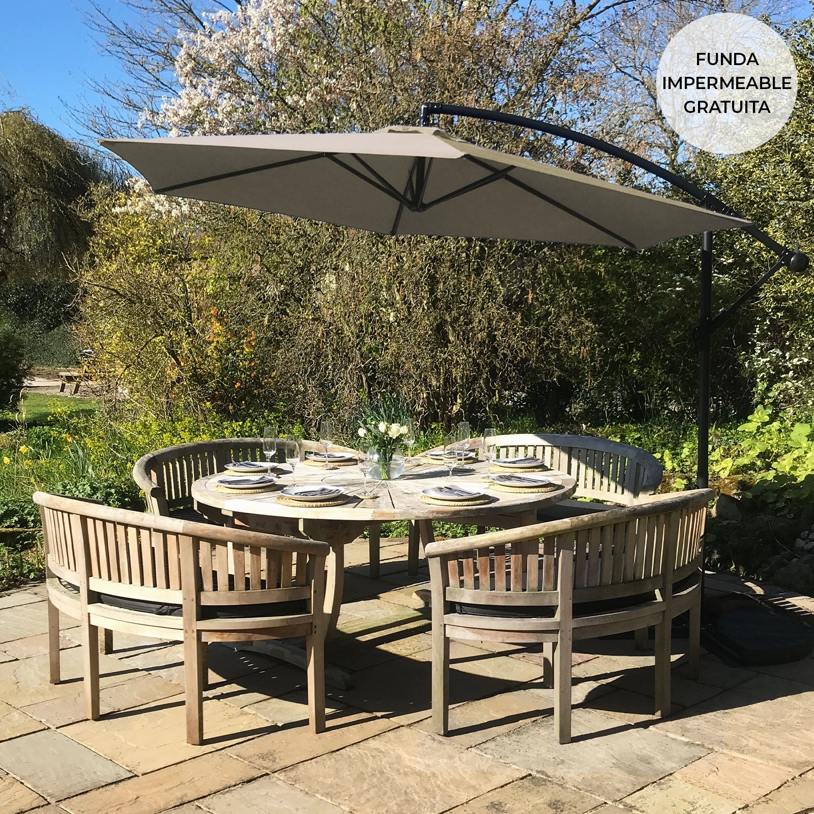 Beige Cantilever Parasol