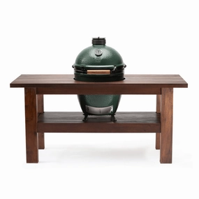 Big Green Egg Charcoal BBQ - Large Mahogany Table Bundle outdoor kitchen cooking station with sink
