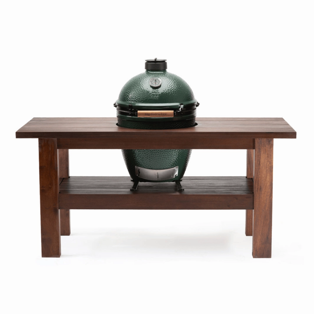 Big Green Egg Charcoal BBQ - Large Mahogany Table Bundle outdoor kitchen cooking station with sink