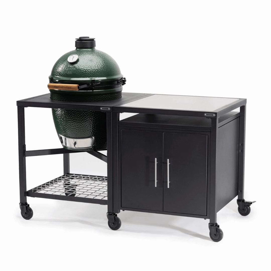 Big Green Egg Charcoal BBQ- Large Modular Nest & Expansion Cabinet Bundle outdoor kitchen cooking station with sink
