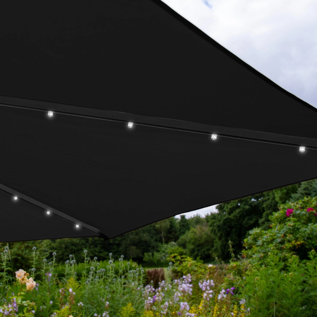 Black 3m LED Cantilever Parasol