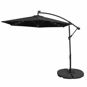 Black 3m LED Cantilever Parasol With Fan Base extra large ceramic garden planters