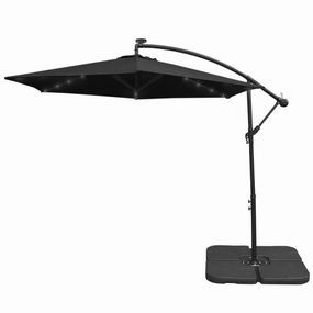 Black 3m LED Cantilever Parasol With Plain Base extra large ceramic garden planters