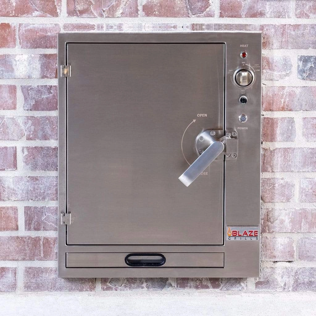 Blaze Built-In Electric Smoker Blz-26-Elesmk stainless steel BBQ grill with side table