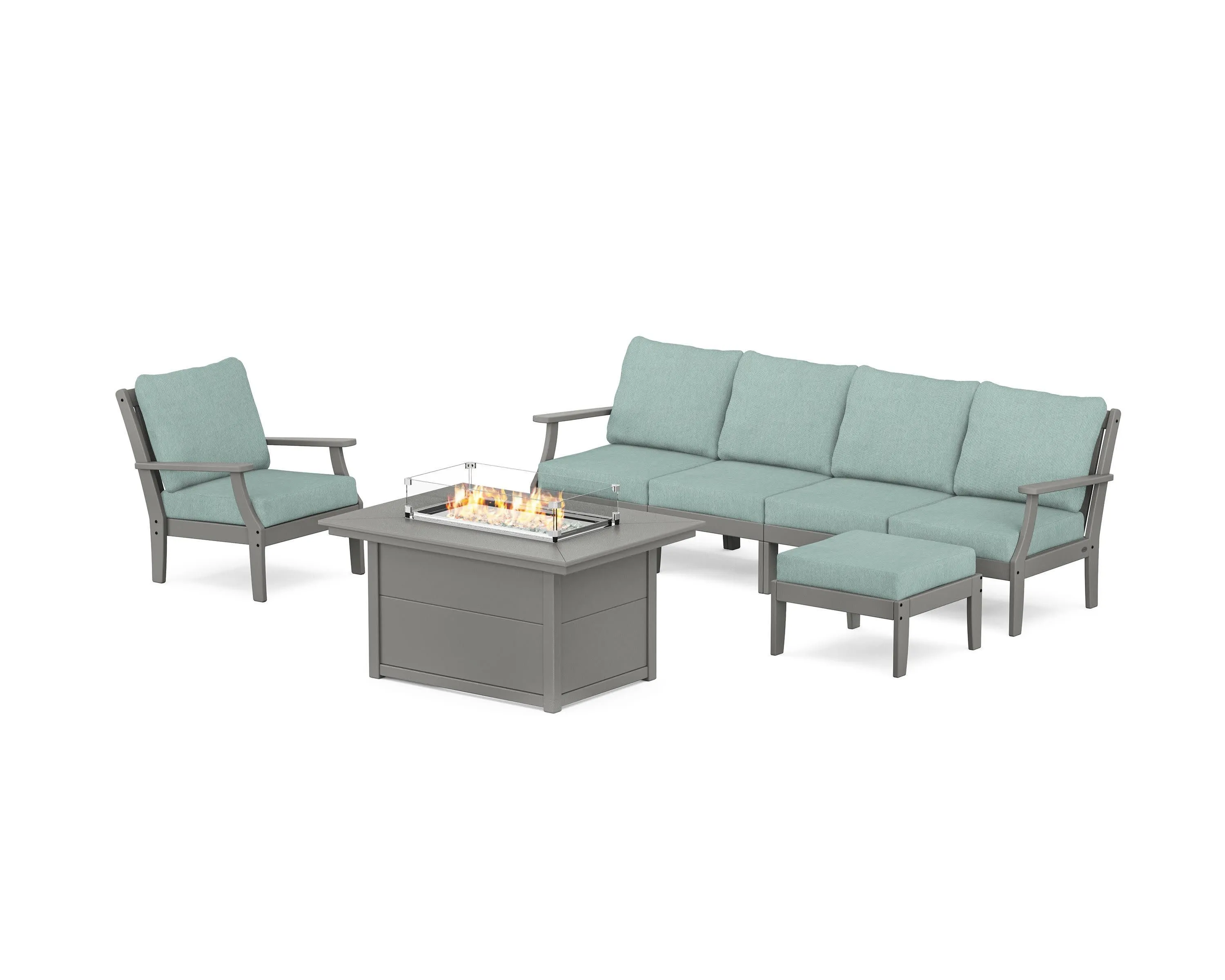 Braxton Sectional Lounge and Fire Pit Setoutdoor patio dining furniture set