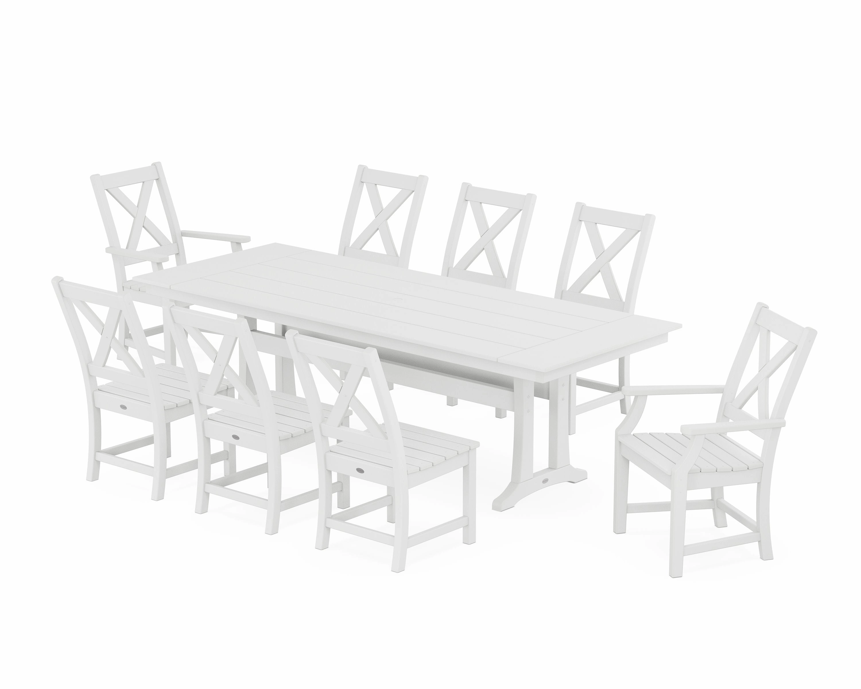 Braxton 9-Piece Farmhouse Dining Set with Trestle Legs