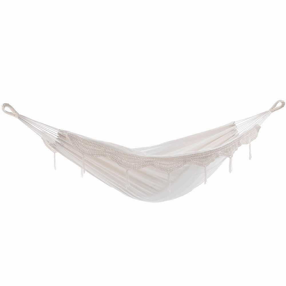 Brazilian Style Cotton Hammock - Natural with Fringe outdoor hammock with stand and canopy