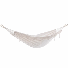 Brazilian Style Cotton Hammock - Natural with Fringe outdoor hammock with stand and canopy