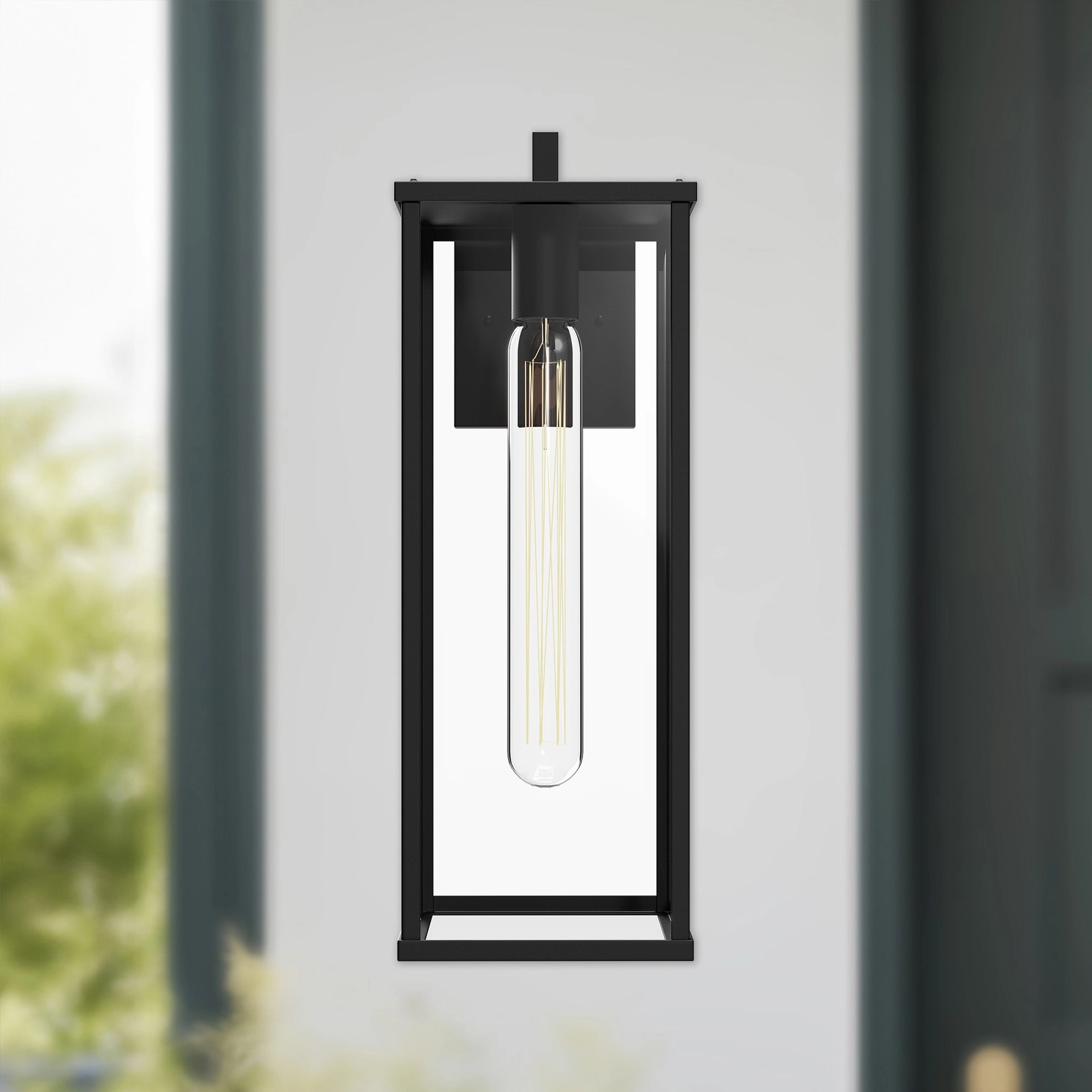 Brentwood One Light Exterior Wall Mount Clear Glass/Textured Black