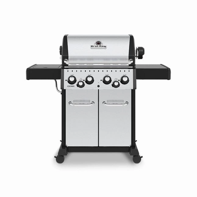 Broil King Crown S 490 Gas Grill with 4 Stainless steel Dual-Tube Burners stainless steel BBQ grill with side table