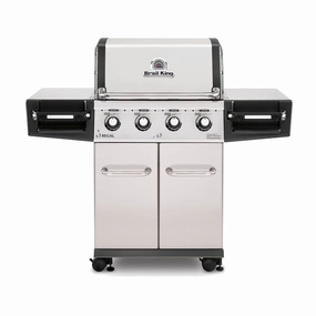 Broil King Regal S 420 PRO 4-Burner Gas Grill stainless steel BBQ grill with side table
