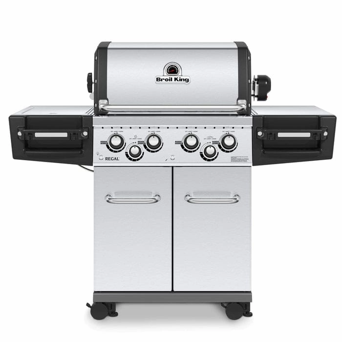 Broil King Regal S 490 PRO Infrared 4-Burner Gas Grill stainless steel BBQ grill with side table