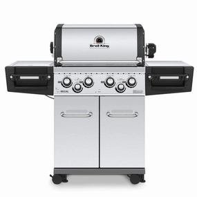 Broil King Regal S 490 PRO Infrared 4-Burner Gas Grill stainless steel BBQ grill with side table