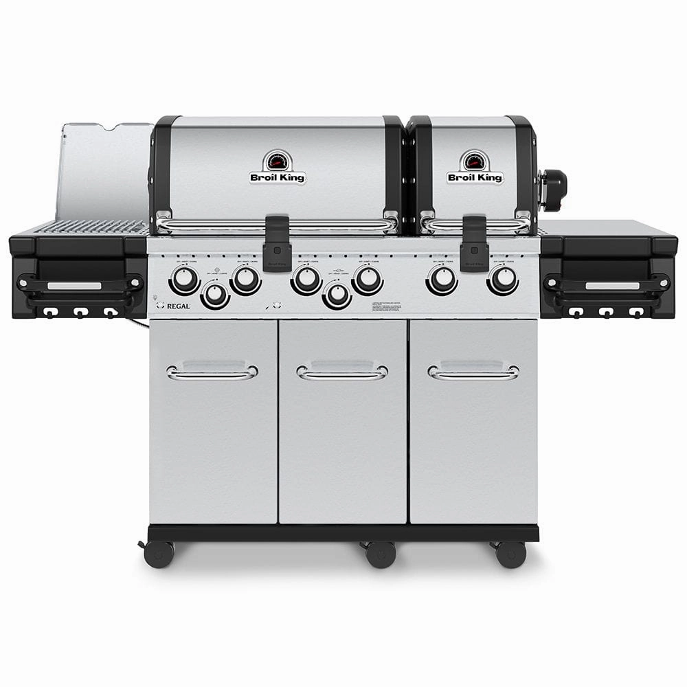 Broil King Regal S 690 Pro Infrared 6-Burner Gas Grill stainless steel BBQ grill with side table