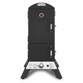 Broil King Vertical Gas Smoker Cabinet stainless steel BBQ grill with side table