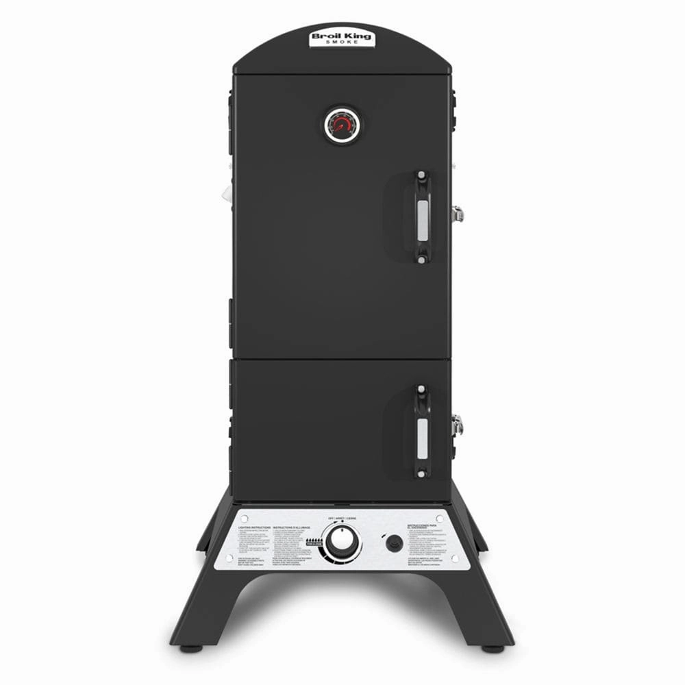 Broil King Vertical Gas Smoker Cabinet stainless steel BBQ grill with side table