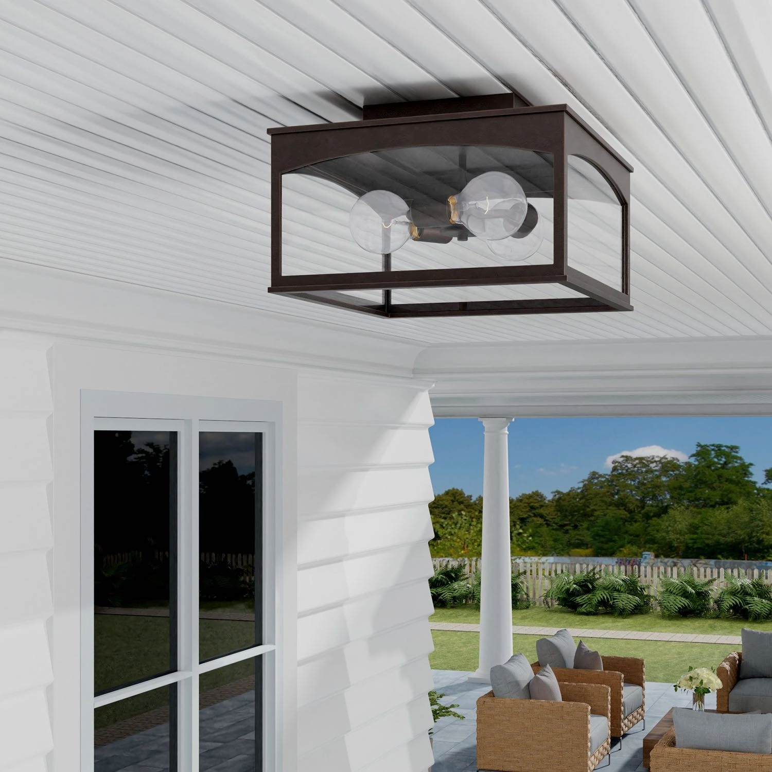 Burton 3-Light Outdoor Flush Mount