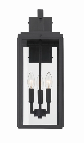 Byron Three Light Outdoor Wall Sconce Matte BlackOutdoor wall sconces with motion sensor
