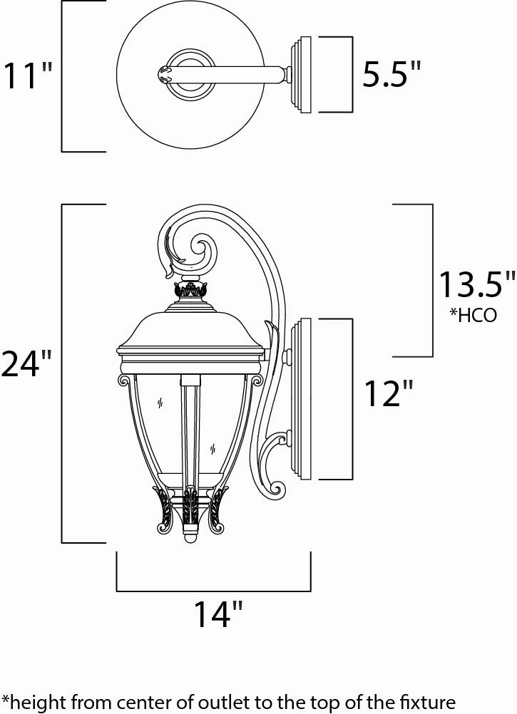 Camden VX Three Light Outdoor Wall Lantern Black