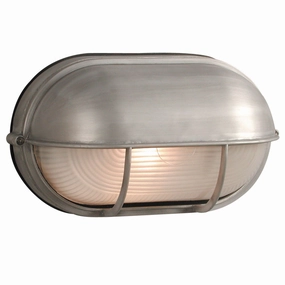 Cast Aluminum Marine Outdoor Wall Light in Satin Aluminum w/ Frosted GlassWeatherproof outdoor lighting