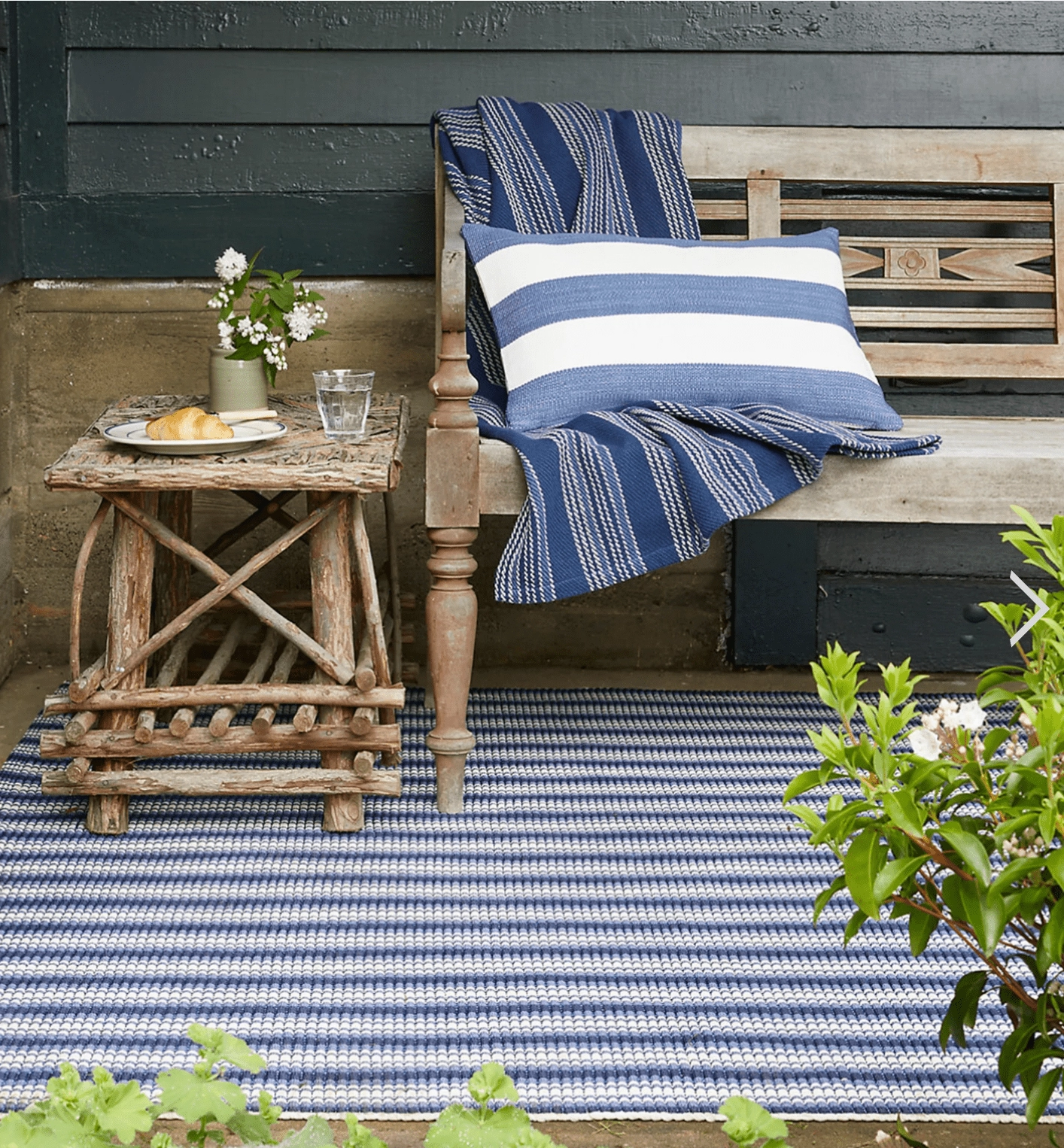 Catamaran Outdoor Pillow - Navy & White