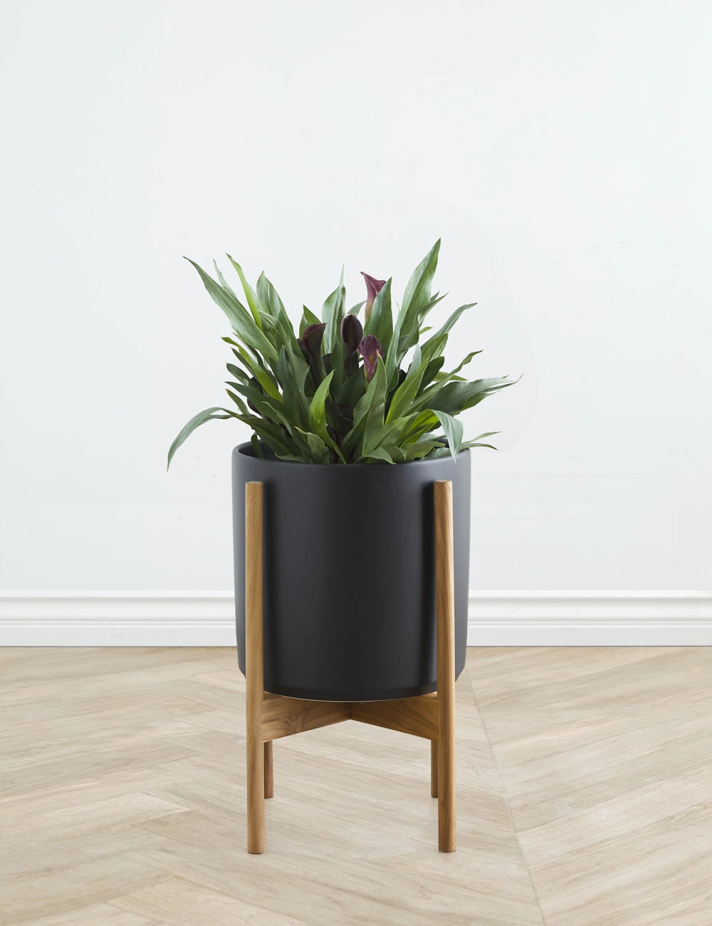 Ceramic Planter Pot   Teak Stand by LBE Design