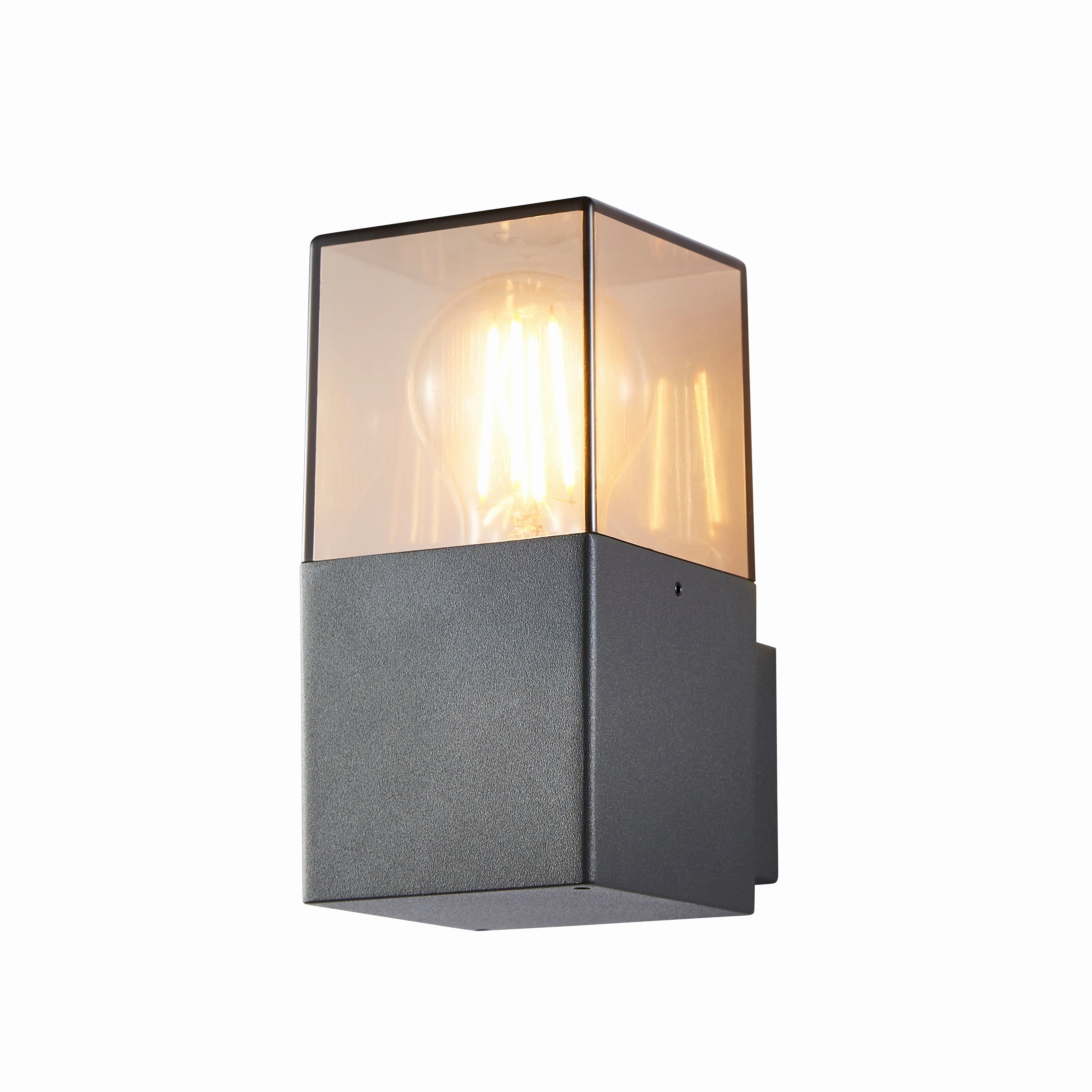 CGC AMARA Anthracite Dark Grey Outdoor Wall Light with Smoked Diffuser IP44 E27