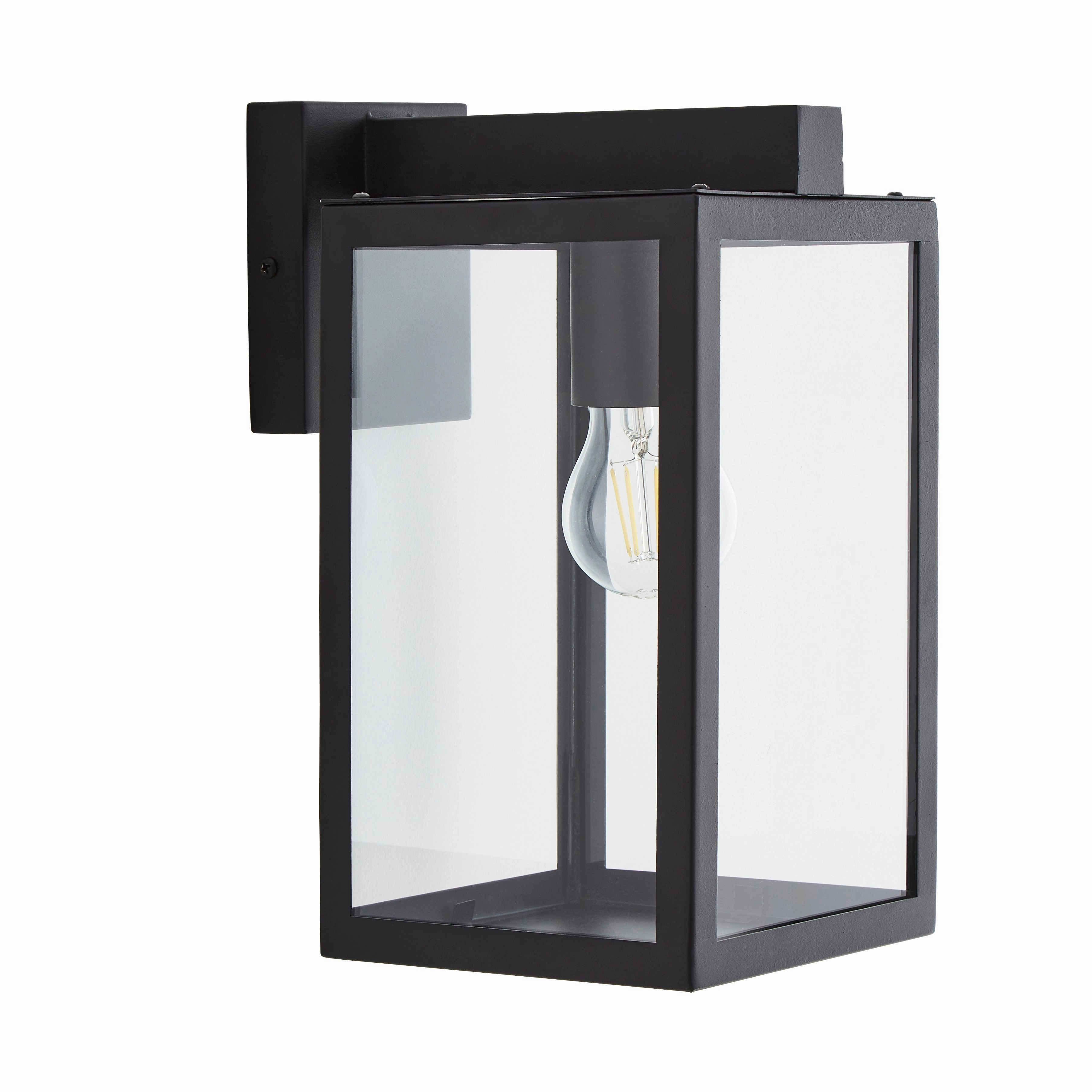CGC ARCHIE Black Outdoor Up Wall Light Lantern Clear Glass IP44 E27