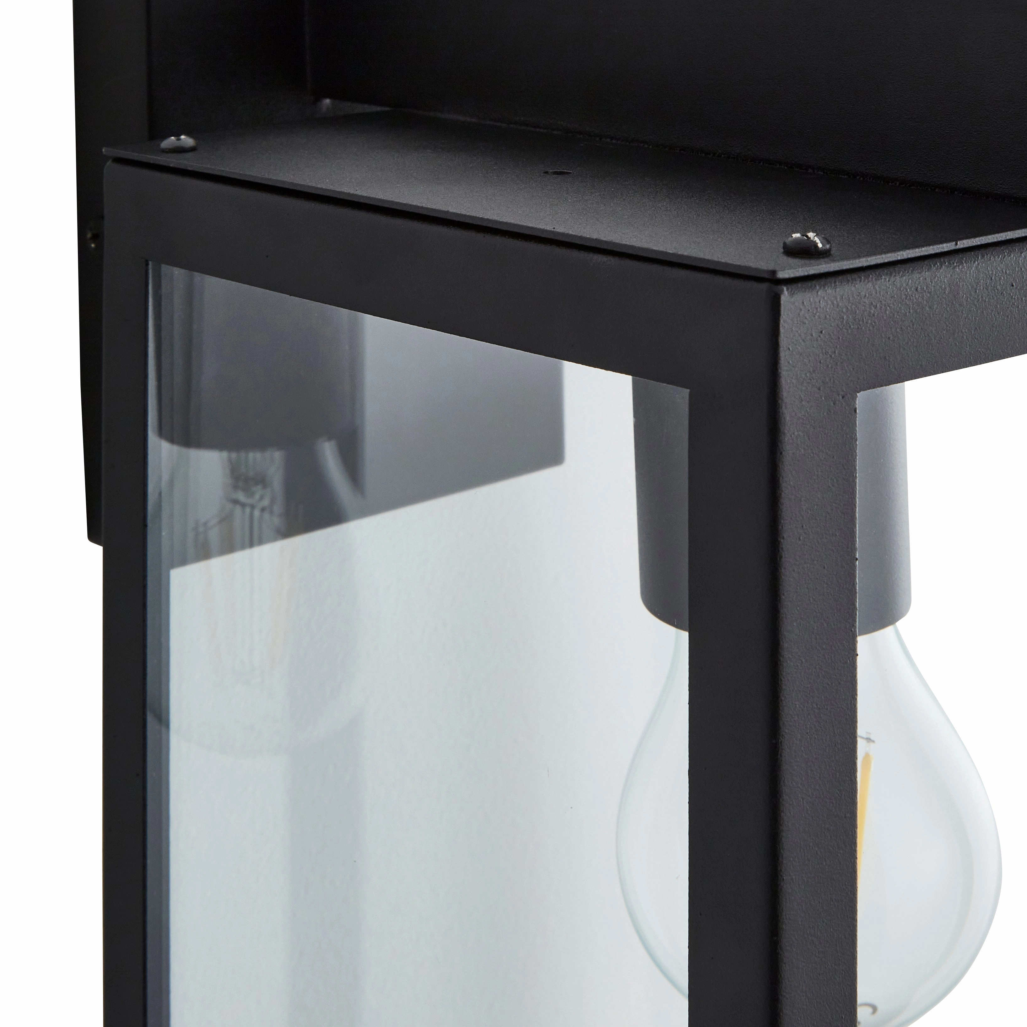CGC ARCHIE Black Outdoor Up Wall Light Lantern Clear Glass IP44 E27