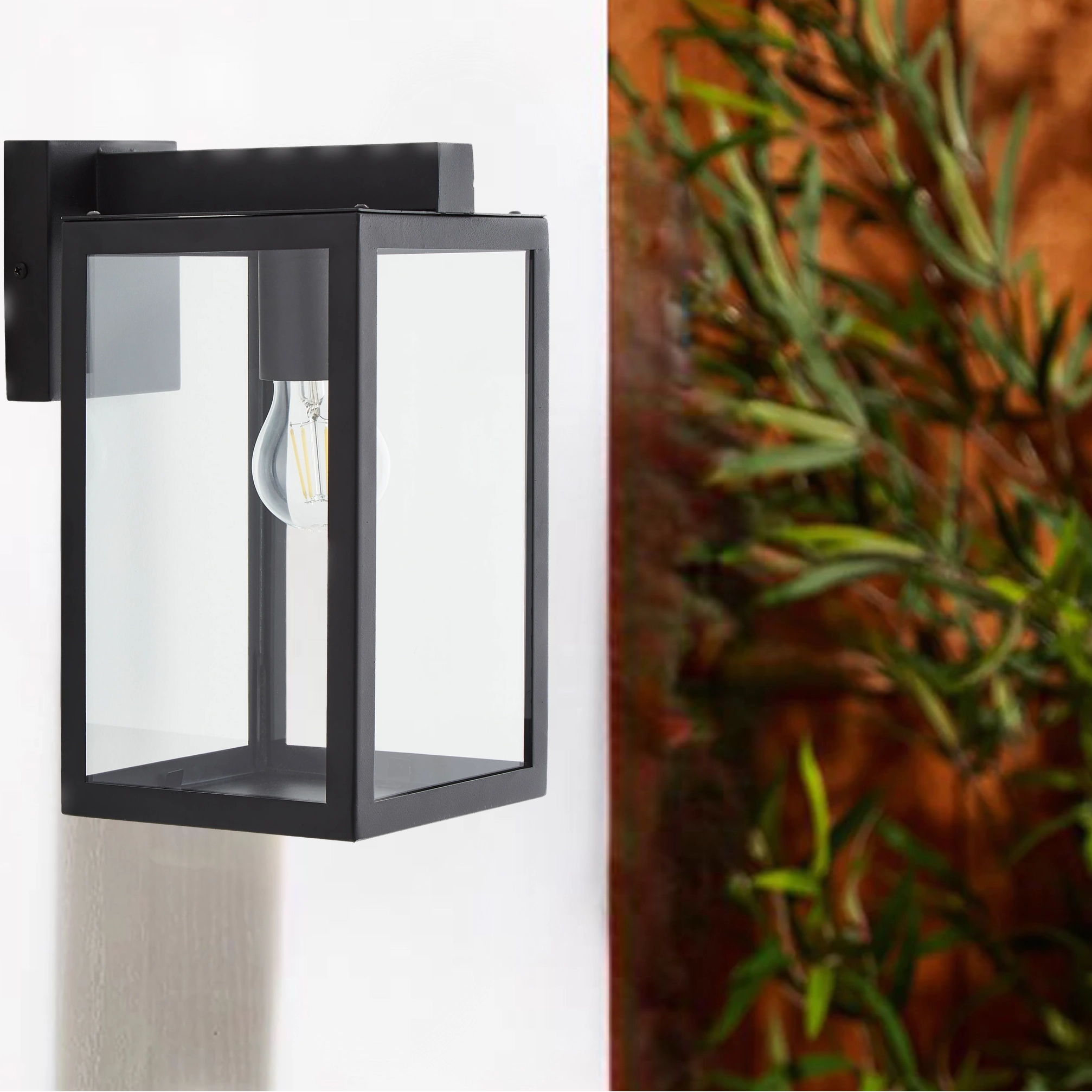 CGC ARCHIE Black Outdoor Up Wall Light Lantern Clear Glass IP44 E27Outdoor wall sconces with motion sensor