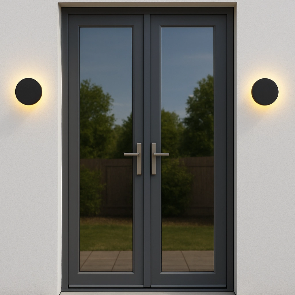 CGC BAILEY Black Round LED Outdoor Indoor Wall Light IP65 Back Lit Halo Polycarbonate Coastal