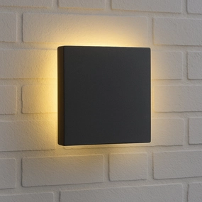 CGC BAILEY Black Square LED Outdoor Indoor Wall Light IP65 Back Lit Halo Polycarbonate CoastalOutdoor wall sconces with motion sensor