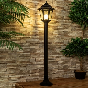 CGC BEATRICE 3 in 1 Black Vintage Lantern Post Pedestal LightDecorative outdoor post lights
