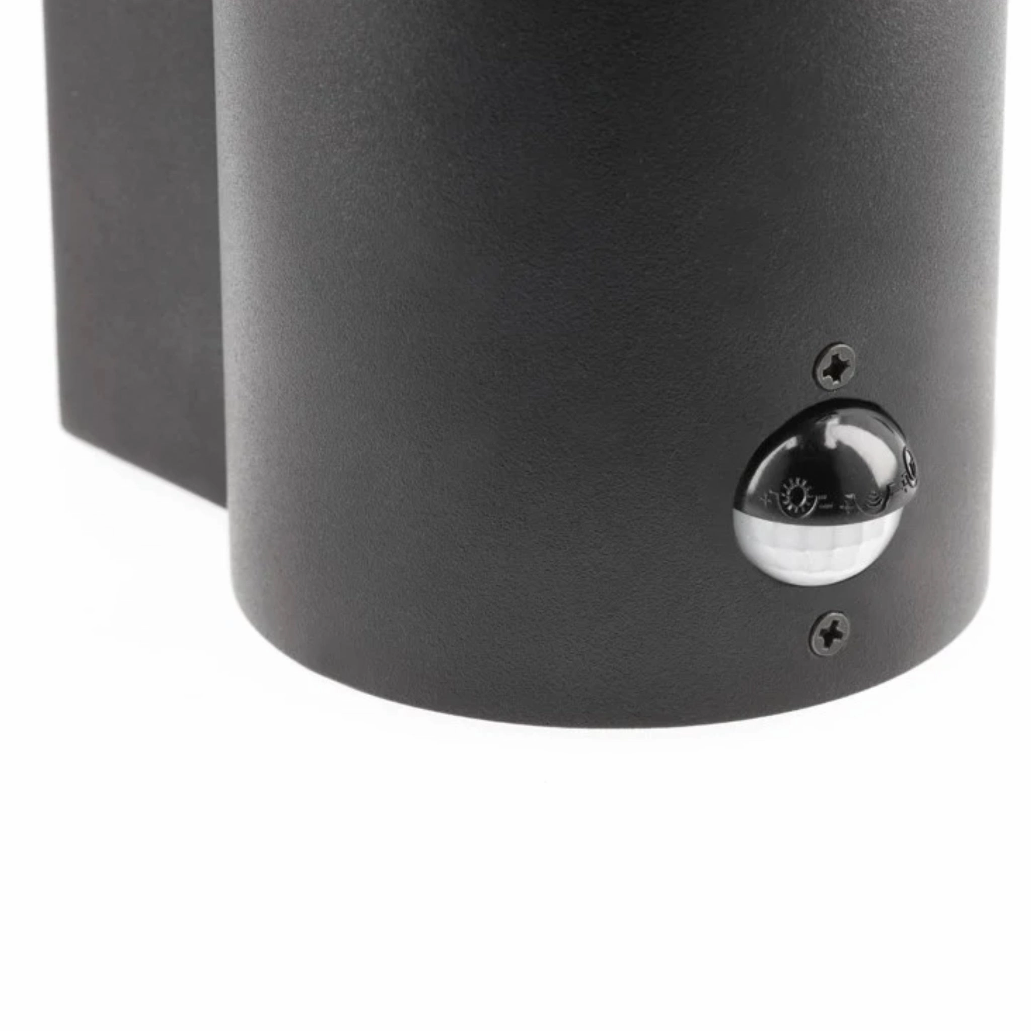 CGC BLUEBELL Black Cylinder Wall Light with Smoky Diffuser & PIR Motion Sensor