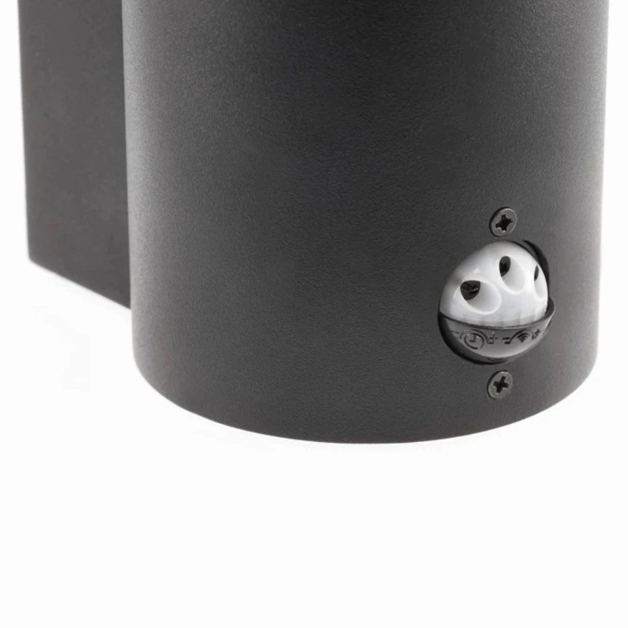 CGC BLUEBELL Black Cylinder Wall Light with Smoky Diffuser & PIR Motion Sensor