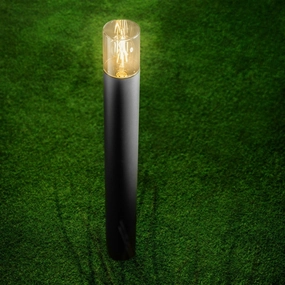 CGC BLUEBELL Black Outdoor Tall 80cm Post Light With Smoky DiffuserDecorative outdoor post lights