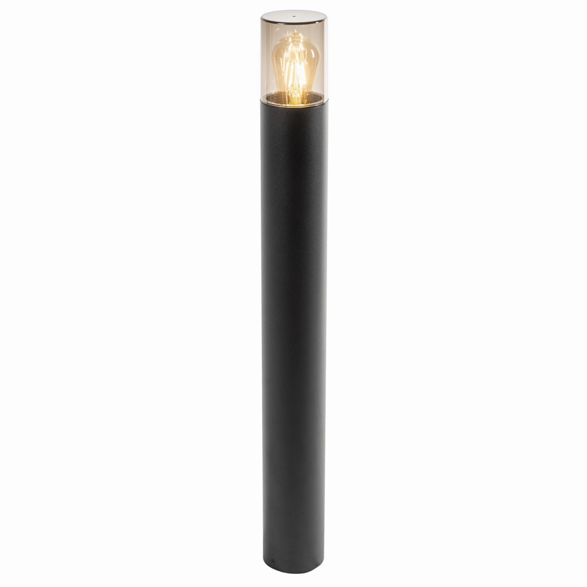 CGC BLUEBELL Black Outdoor Tall 80cm Post Light With Smoky Diffuser