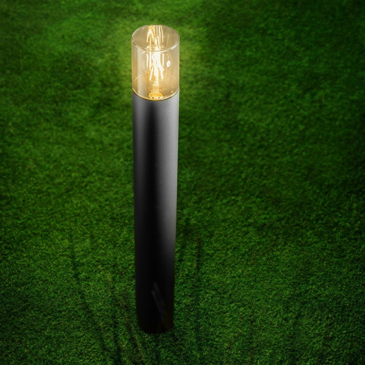 CGC BLUEBELL Black Outdoor Tall 80cm Post Light With Smoky DiffuserDecorative outdoor post lights